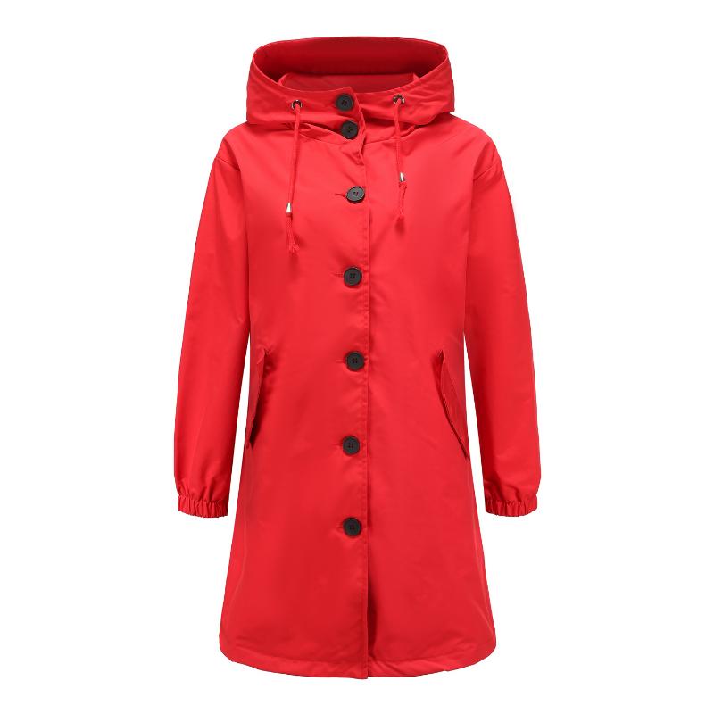 Giacca a vento con cappuccio idrorepellente da donna, giacca casual di media lunghezza, cappotto largo da donna