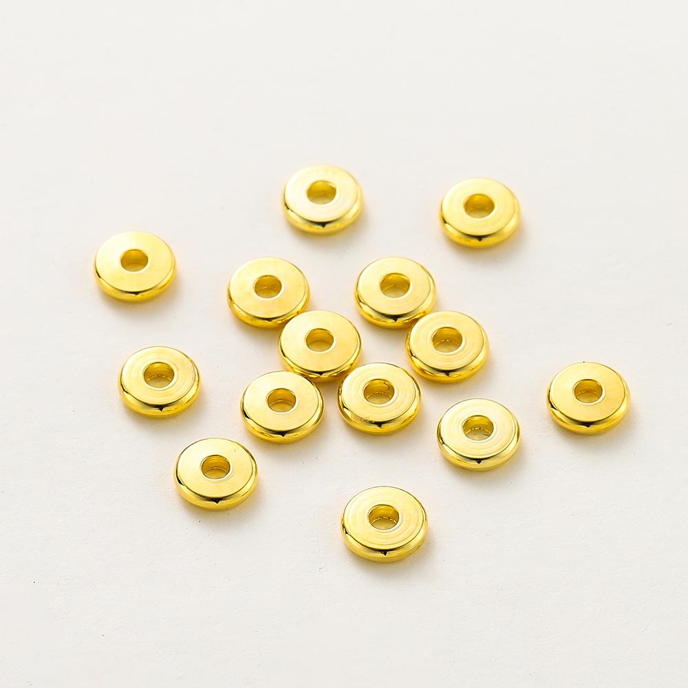 10-50Pcs 14K18K Gold Color Plated Brass 3-12Mm Round Spacer Beads Flat Bracelet Beads For Diy Jewelry Findings Accessories