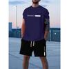 Casual Men's Set Summer Apparel Color-Blocked Short-Sleeve Top Relaxed Drawstring Shorts Stylish Streetwear Ensemble