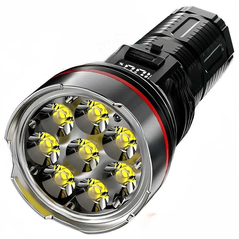 High Power 8-LED Flashlight Ultra-bright Long-range USB Rechargeable Flashlights with 3 Lighting Modes Emergency Torch