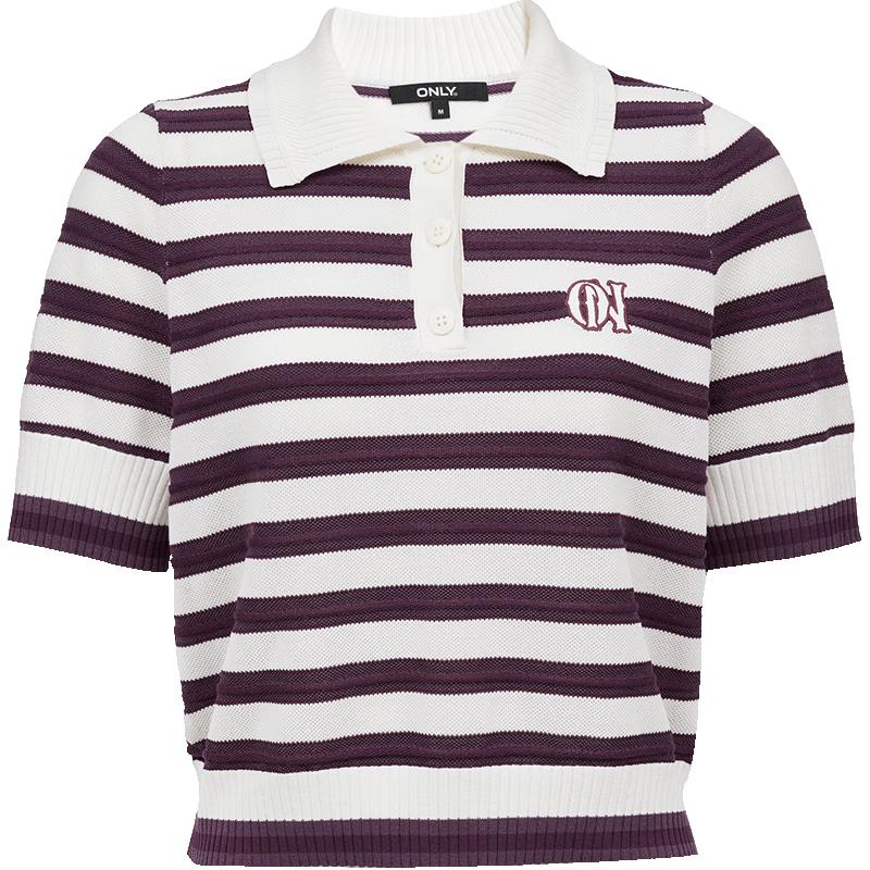 ONLY Women s Contrast Stripe Short Sleeve Knit Polo Shirt S