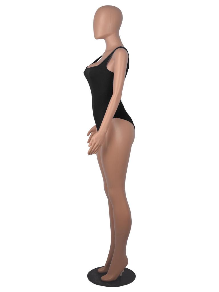Women's Solid Color U-Neck Sleeveless Tank Top Bodysuit
