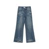 Women's Vintage Washed Wide Leg Jeans High Waist Loose-fit Distressed Denim Pants