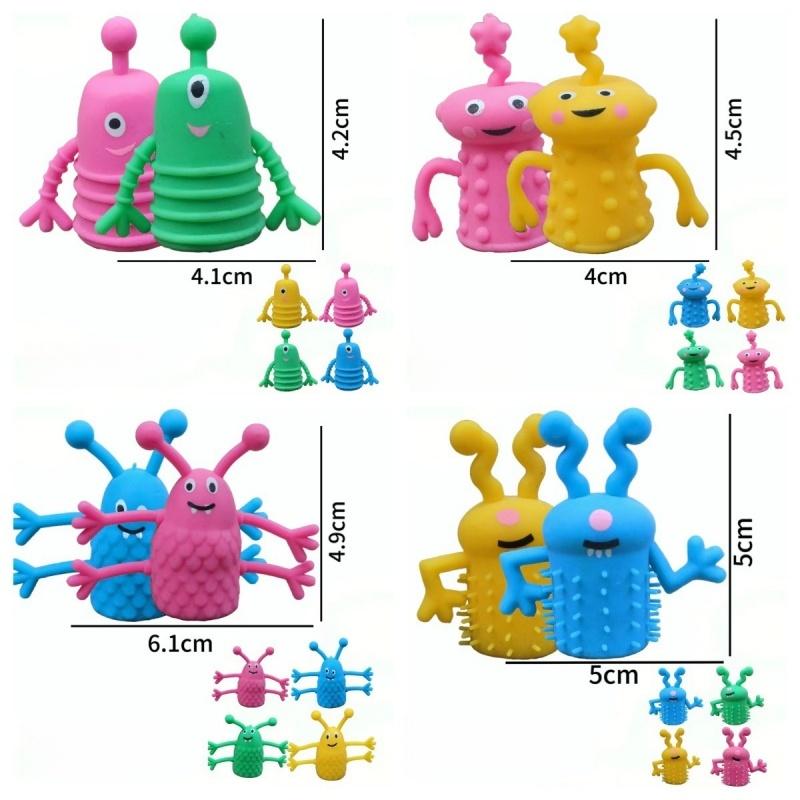 10Pcs Cute Monster Finger Topper Toys Soft Rubber Stretchy Fidget For Kids Birthday Party Favors Guests Gifts Goodies Toys