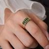 Korean Style Rhinestone Ring Geometric Chunky Enamel Ring Vintage Zircon Opening Ring  Decoration