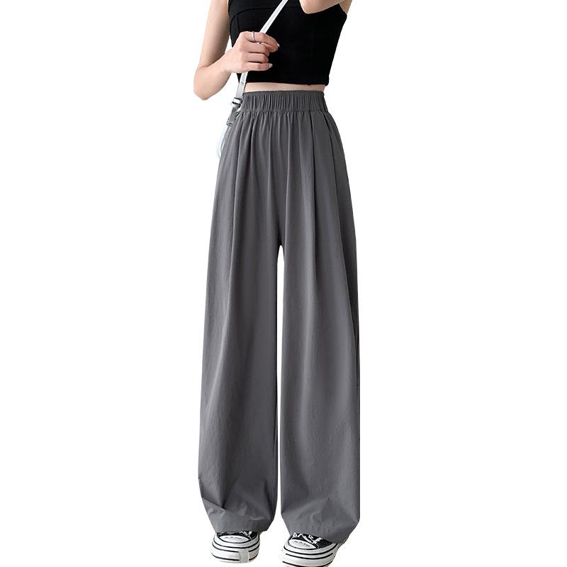 

Серые широкие брюки женские летние повседневные свободные брюки с высокой талией и драпировкой XL