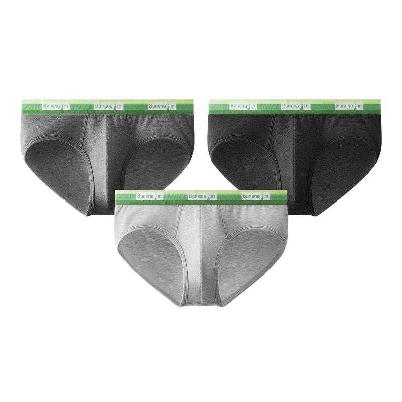 

Bananain Men s 301S Silver Skin Antibacterial Combed Cotton Sporty Briefs 3-Pack L