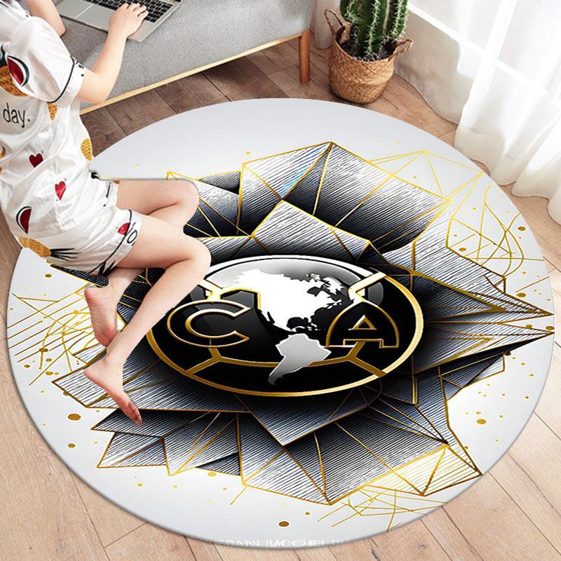 Club de Futbol América Round Area Rug,Carpet Rug for Living Room Bedroom Sofa Playroom Decor,Non-slip Floor Mat
