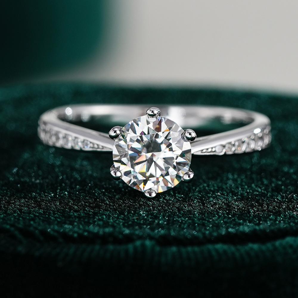 Platinum PT950 moissanite ring women s ring 18K white gold six-claw classic crown engagement ring 4.5&0.3ct белый