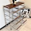 Multi-Layer Trolley Bookshelf with Wheels: Floor-Standing Chinese Style Snack and Sundry Storage Cabinet for Living Room