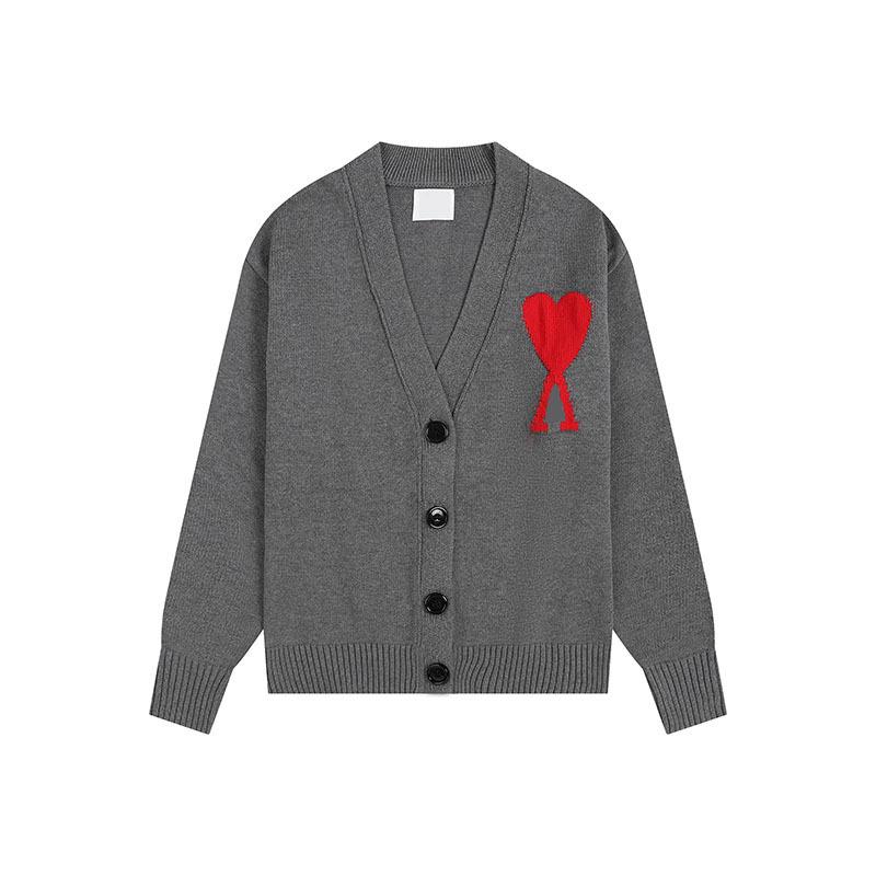 Klassischer Strick-Cardigan mit Herz-Stickerei - Unisex Lockerer Pullover