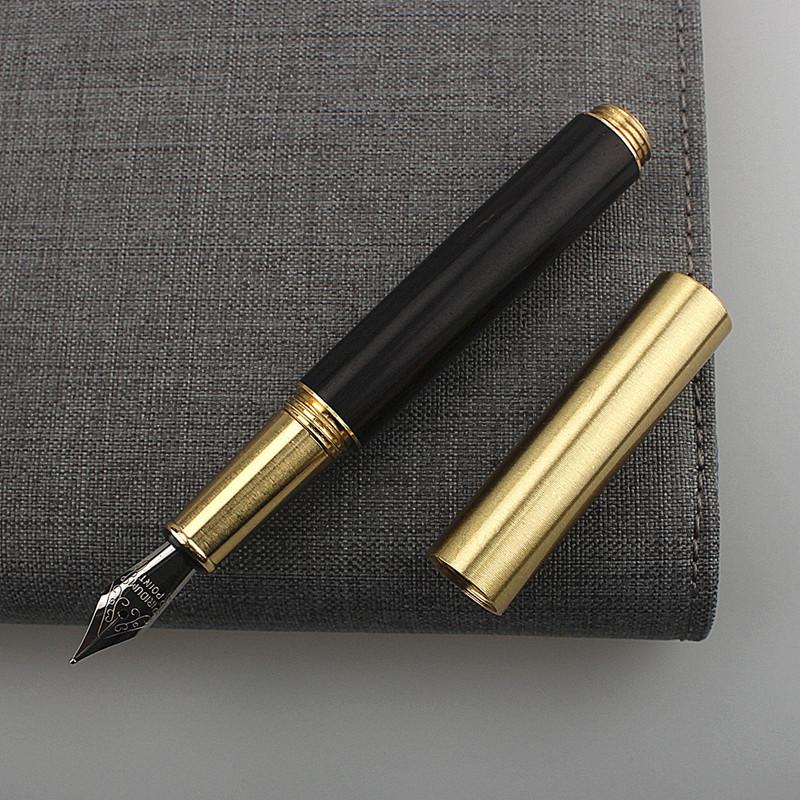 Classic Wood Mini Fountain Pen Brown Black Portable Ink Pen Ef/F Nib Short Office Writing X'Mas Gift Pens Premium Grade Auto Interior Accessory