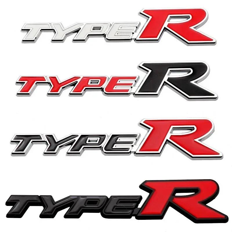 3D Metal Type R Logo Front Grille Badge Rear Trunk Emblem Decals For Honda Civic TYPER CRV HRV Accord Fit Car Accessories HG3
