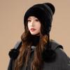 Fashion plush thread ear protection warm hat women's winter cold-proof ski cotton hat outdoor cycling knitted hairball hat