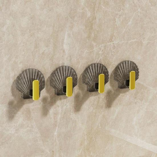 4 Teile/satz Shell Form Wand Haken Moderne Wasserdichte Schlag Kostenloser Heavy Duty Handtuch Kleidung Tür Zurück Kleiderbügel Badezimmer Küche Liefert