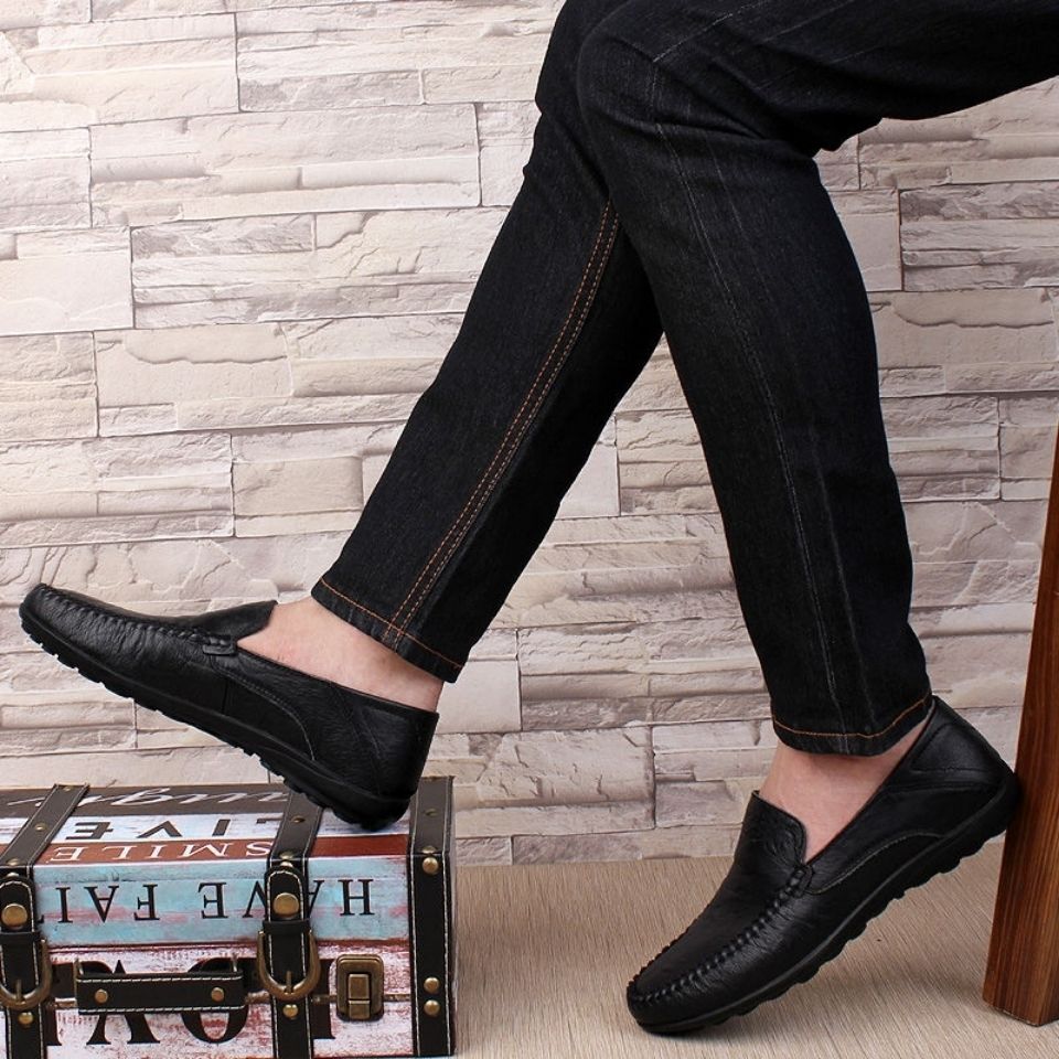 Men's Leather Shoes, Made of Genuine Leather, Summer Breathable Soft Leather Cover, Business Casual Leather Shoes, Bean Shoes, Men's Shoes