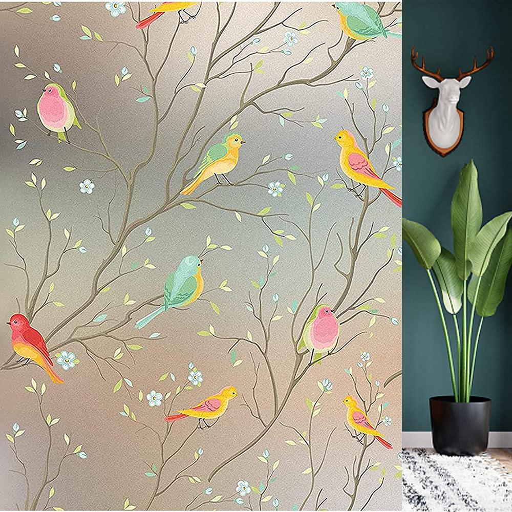 Frosted Window Privacy Film 3D Decorative Glass Vinyl Film Stained Glass Decals Static Cling Window Sticker Non-Adhesive Films