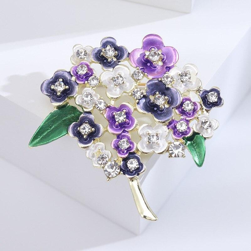 Blucome Creative Oil Dripping Zirconium Embroidered Brooch Women's Temperament Clothing Accessories Plant Series