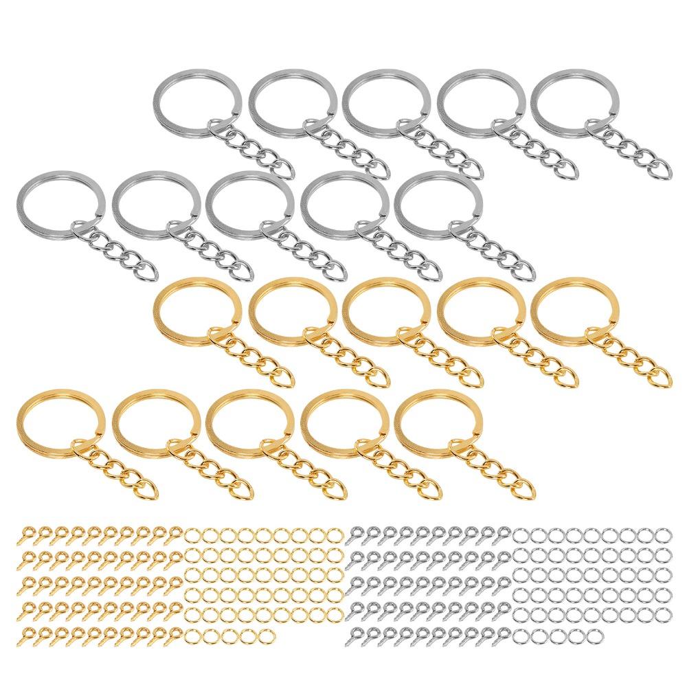 220pcs Gold DIY Keychain Rings Circle Keychain Findings Keychain Rings Kit  Jewelry Making