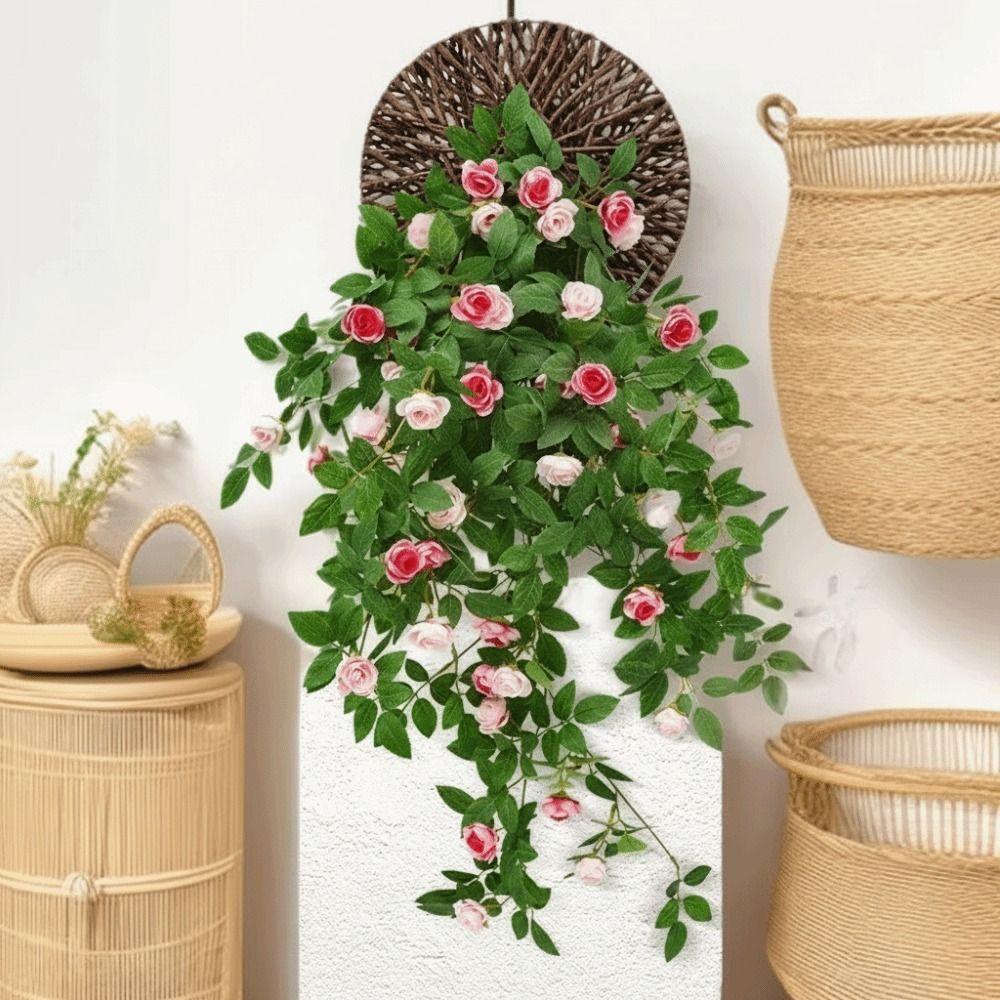 Garland Rose Vine Artificial Rose Vine Hanging Wall DIY Decoration Hanging Flower Green Plant Silk Flower Outdoor Decoration