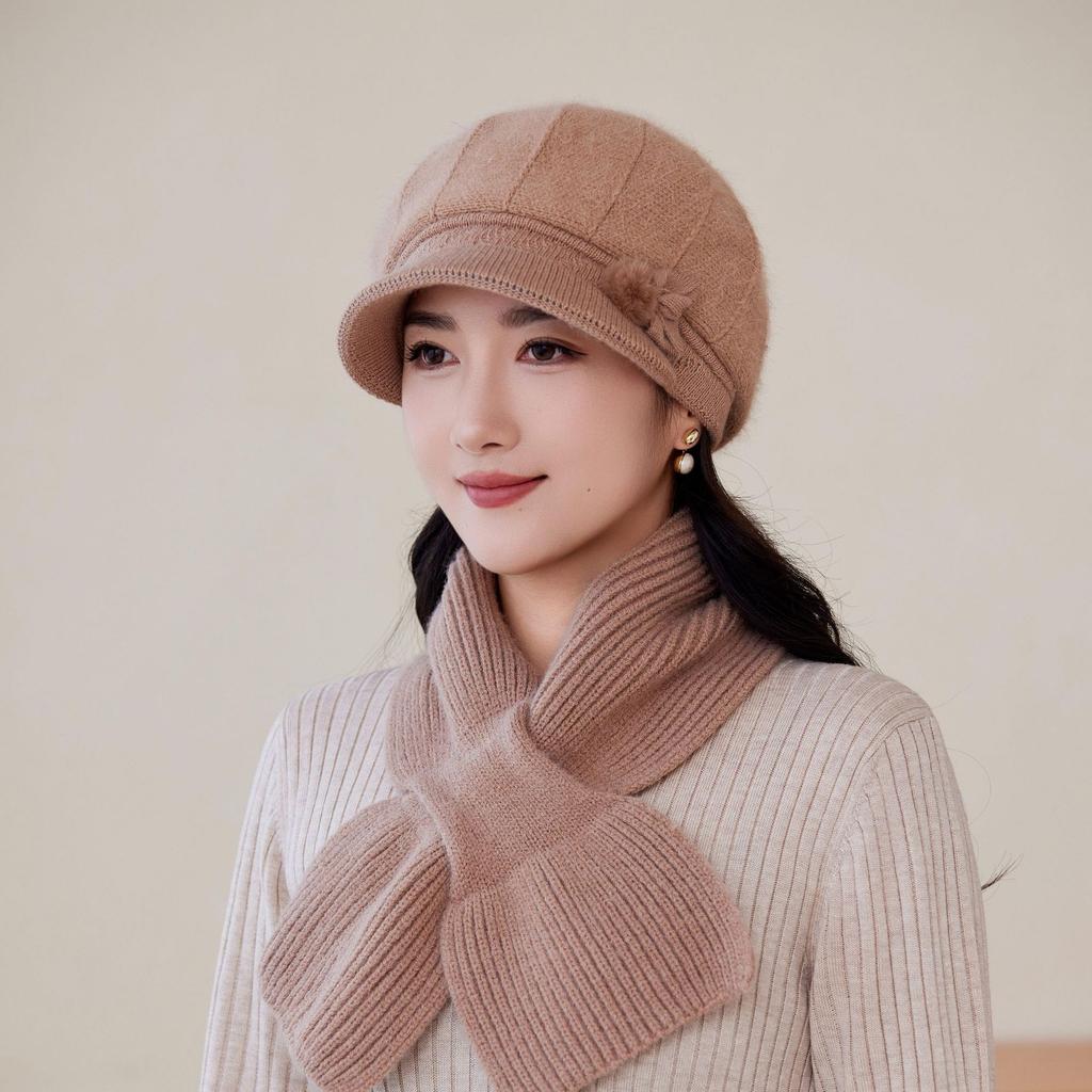 Woolen Hats for Middle aged and Elderly People In Autumn and Winter Rabbit Fur Hats Fashionable Mom Hats Ladies' Velvet Thickened Knitted Hats