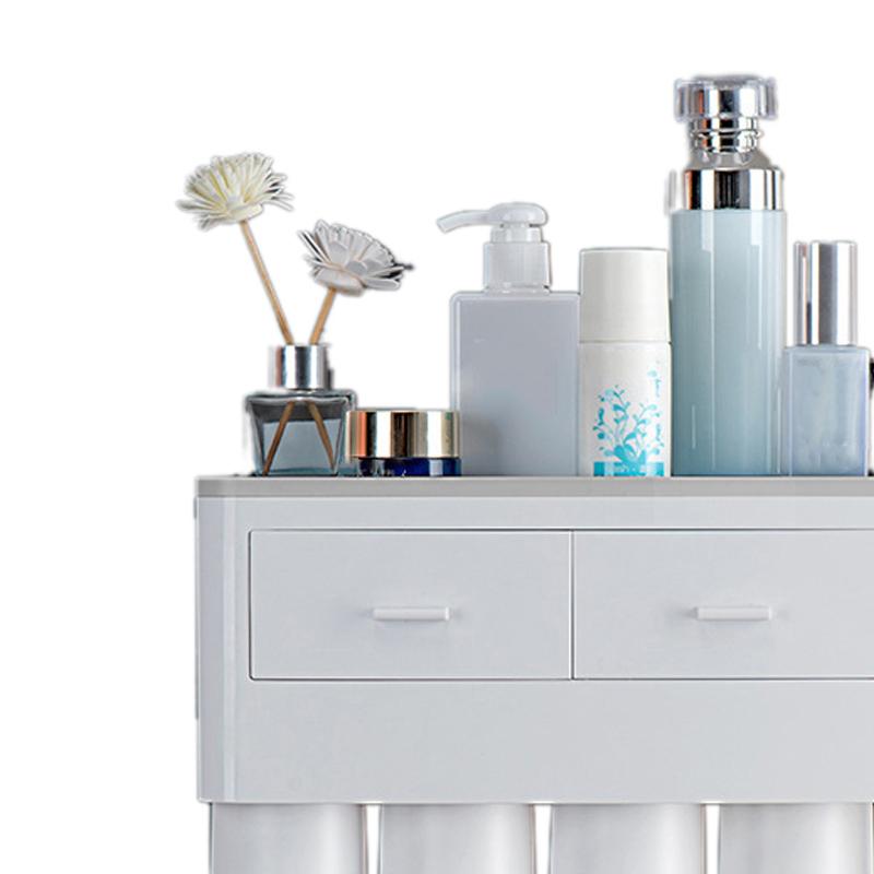 Wall Mounted Toothbrush Holder Multi Function Magnetic Absorption Bathroom Storage Rack with Drawer Toothpaste