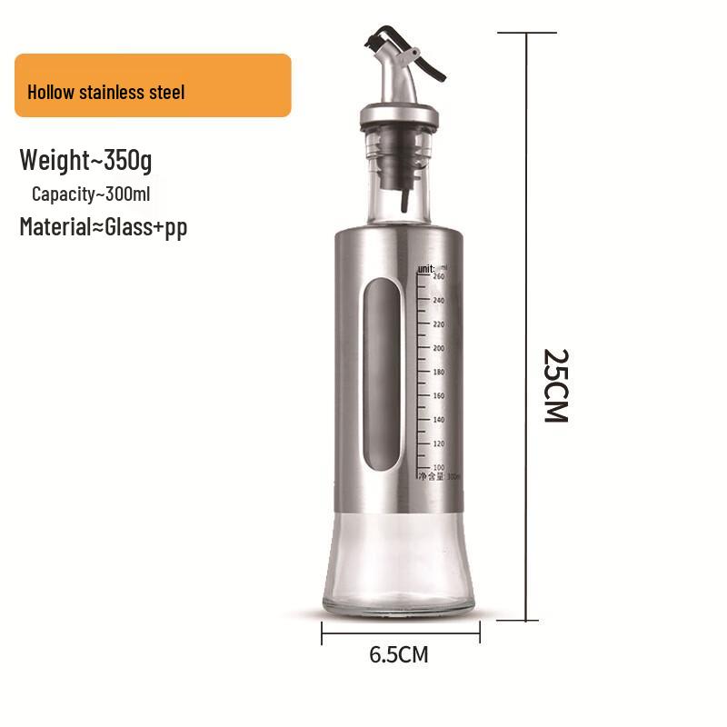 Wutuo Stainless Steel & Glass Oil Dispenser Set