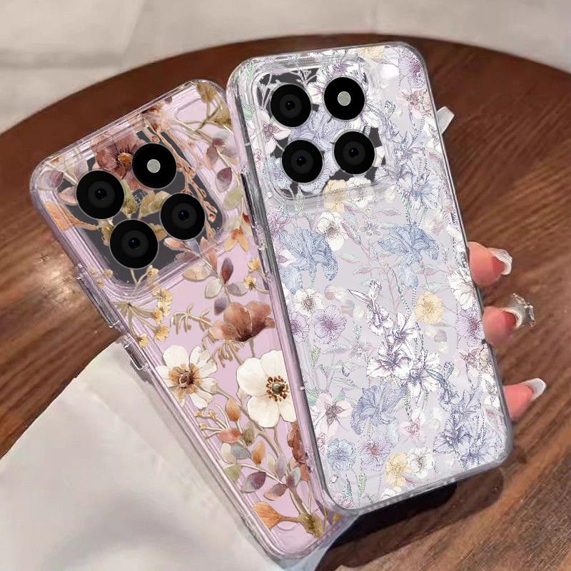 Vintage Floral Pattern Case For Xiaomi Redmi Note 15 Pro 4G Funda Redmi Note 14 13 Pro 5G Clear TPU Silicone Soft Cover