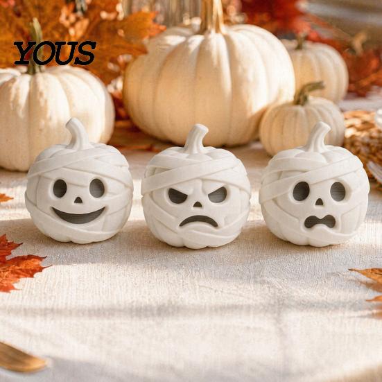 Exquisite Halloween Desktop Decorations 3D Printed Mummy Pumpkin Skull Figurine for Decorations, Versatile Showcase Display Statues with Funny