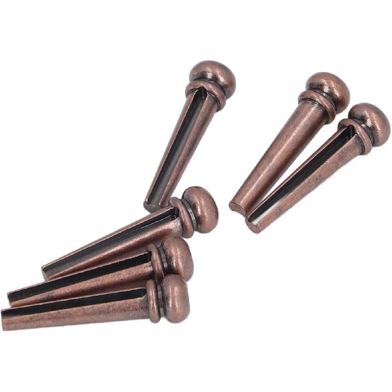 Guitar Bridge Pins,6PCS Guitar Bridge Pin Copper Acoustic Guitar Bridge Pins Peg Replacement for Repairing (Antique Bronze)
