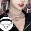European & American Retro Heart Pendant Leather Choker Necklace - Peach Heart Shape Chain Jewelry
