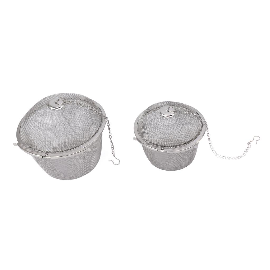 2pcs Mesh Tea Stainless Steel Tea Strainer with Hook Chain for Spice Soup Tea Herbs