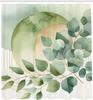 Eucalyptus Leaf Shower Curtain Gold Moon Design Watercolor Green Nature Art Minimalist Bathroom Decor Boho Chic Style Fabric