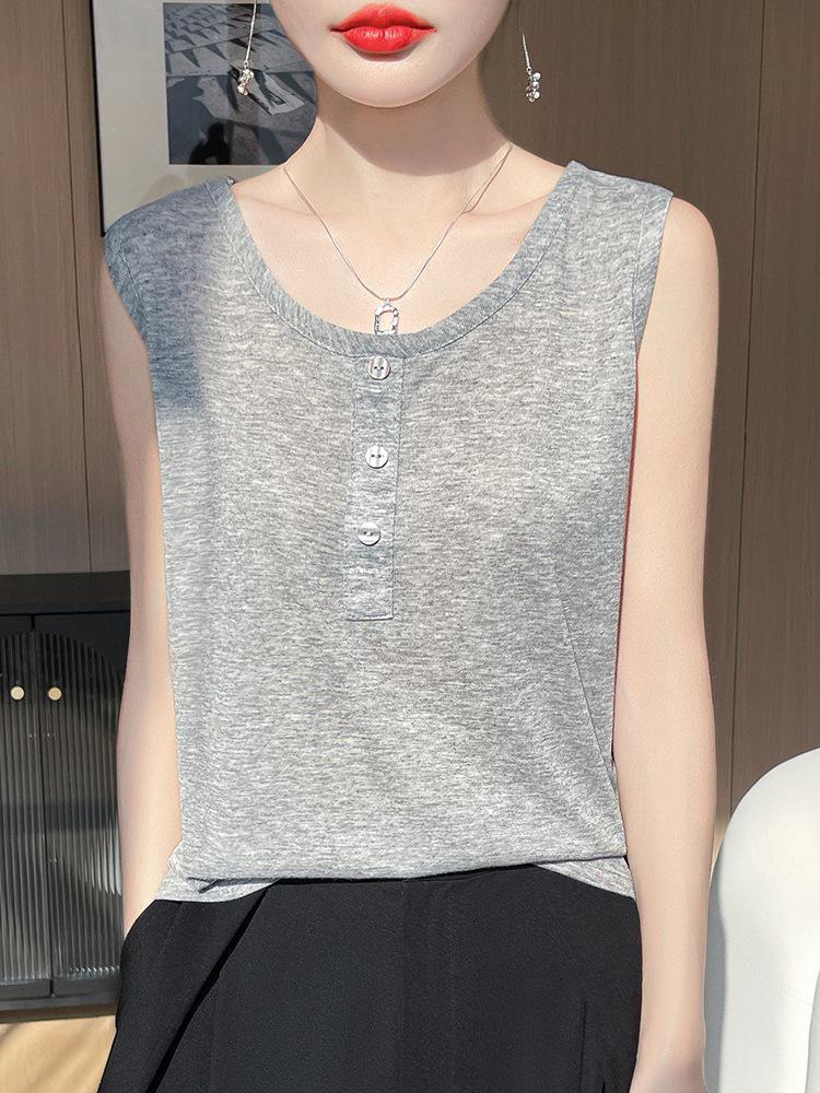 Women's Summer U-Neck Knit Sleeveless Slimming Top