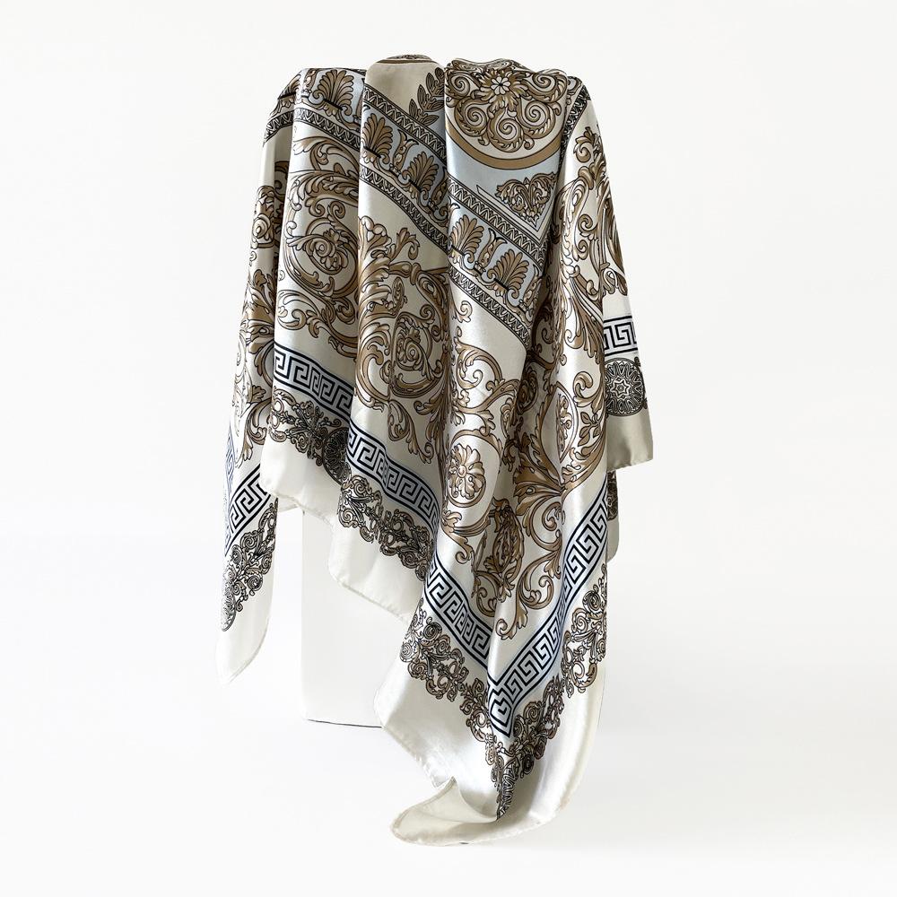 91 * 91Cm silk scarf women's square scarf new printed retro headscarf satin scarf wholesale