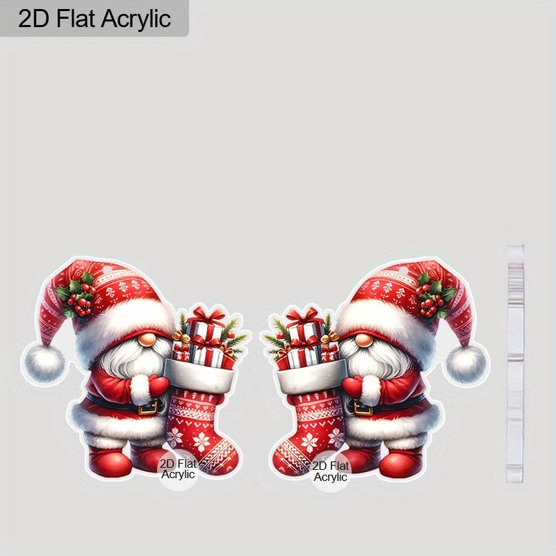 2D Flat Retro Santa Claus Christmas Stocking Women's Acrylic Dangle Earrings Christmas Party Jewelry Gift