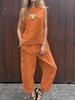 2024 Spring/Summer Cotton Linen Casual Two-Piece Set: Sleeveless Top & Loose Long Pants for Women