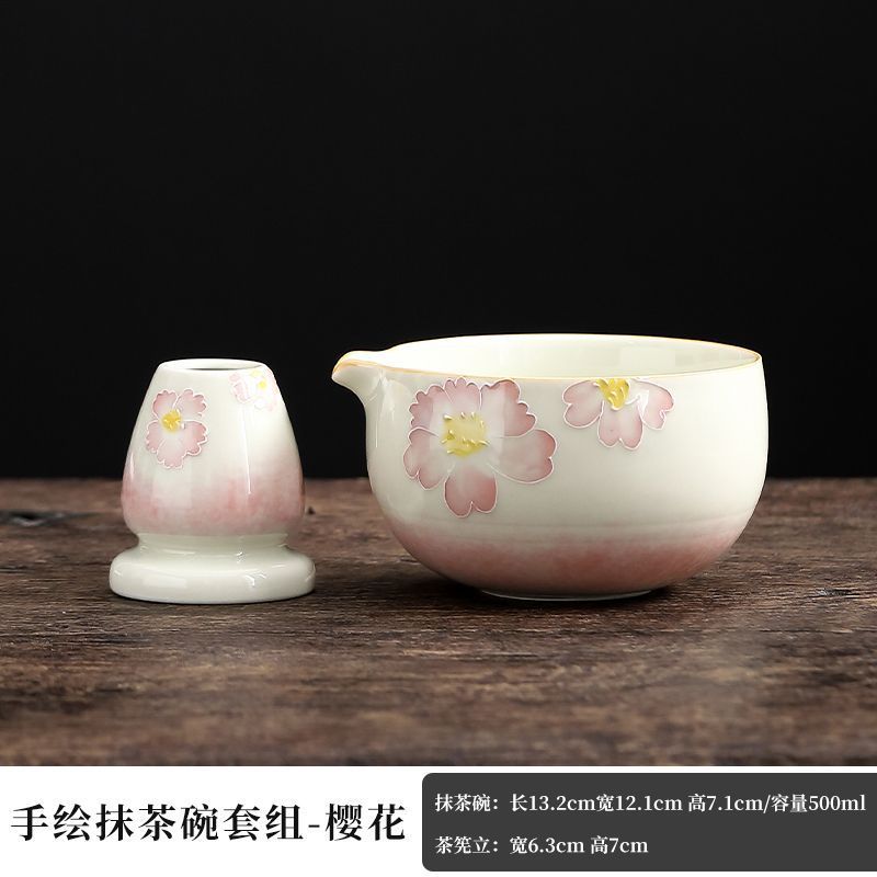Ceramic Bamboo Japanese Matcha Tea Set Making Set with Bowls Whisk&Holder Teaspoon Tea Ceremony Accessories Matcha Giftbox