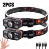 Rechargeable LED Headlamp Sensor Headlight With COB and LED Beads 6 Lighting Modes White and Red Light Fishing Light