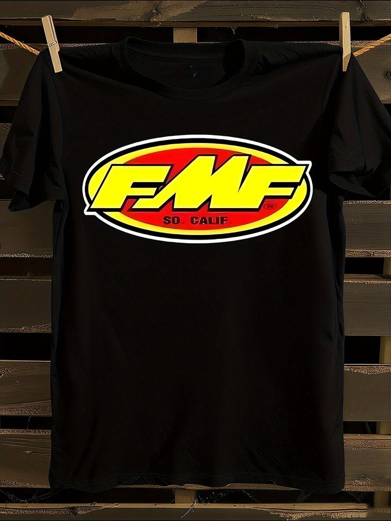 FMF Motocross Logo T-Shirt Herren T-Shirt Damen T-Shirts mit Buchstabendruck Kurzarm T-Shirt Lässiges Street T-Shirt Oberteil