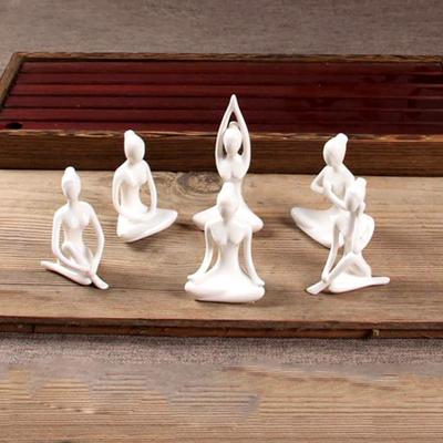 Yoga Figurine Handcrafted Smooth Surface Ceramic Meditation Decoration Yoga Posture Statue for Living Room