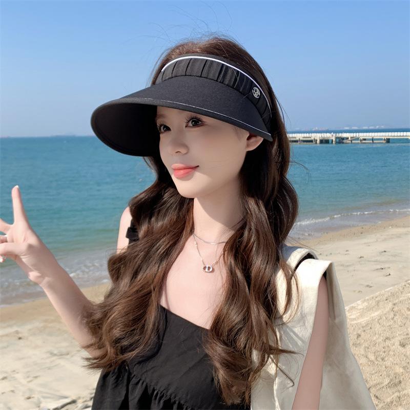Hut Damenmode Plissee Koreanische Version Sonnenschutz Leere Zylinder Stirnband UV-Sonnenschutzhut Damen Sonnenschutzhut Sommer neuer Stil