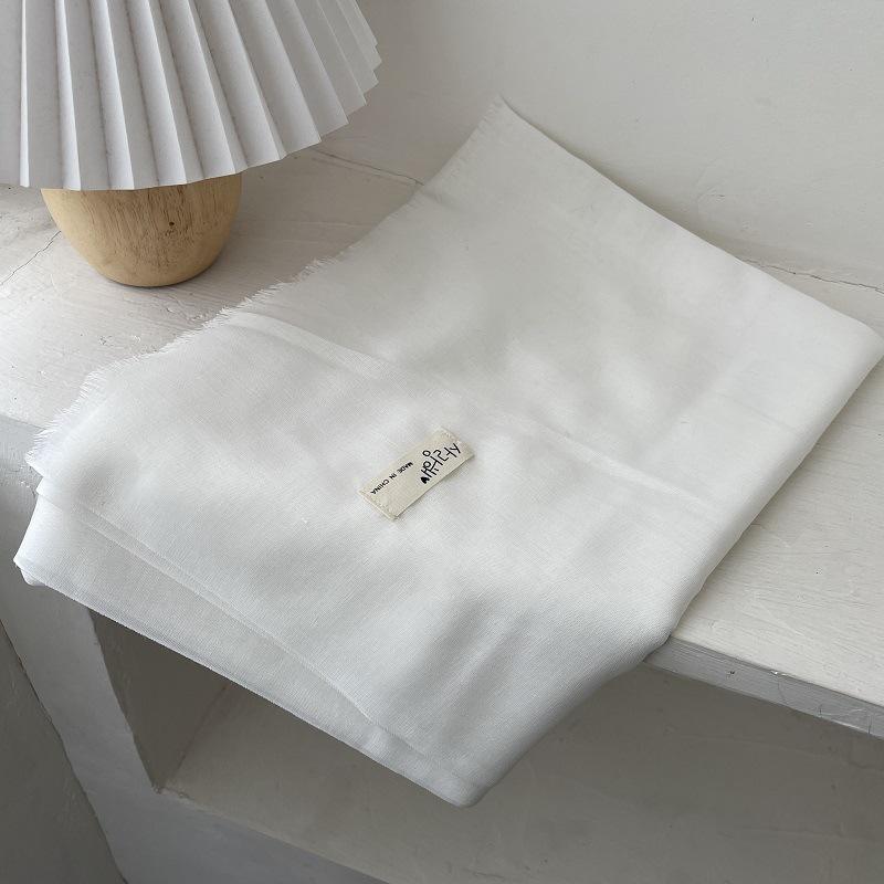 Literary Cotton and Linen Solid Color Scarf Women's Shawl Summer Desert Sunscreen Sunshade Travel Long Silk Fashion Trend