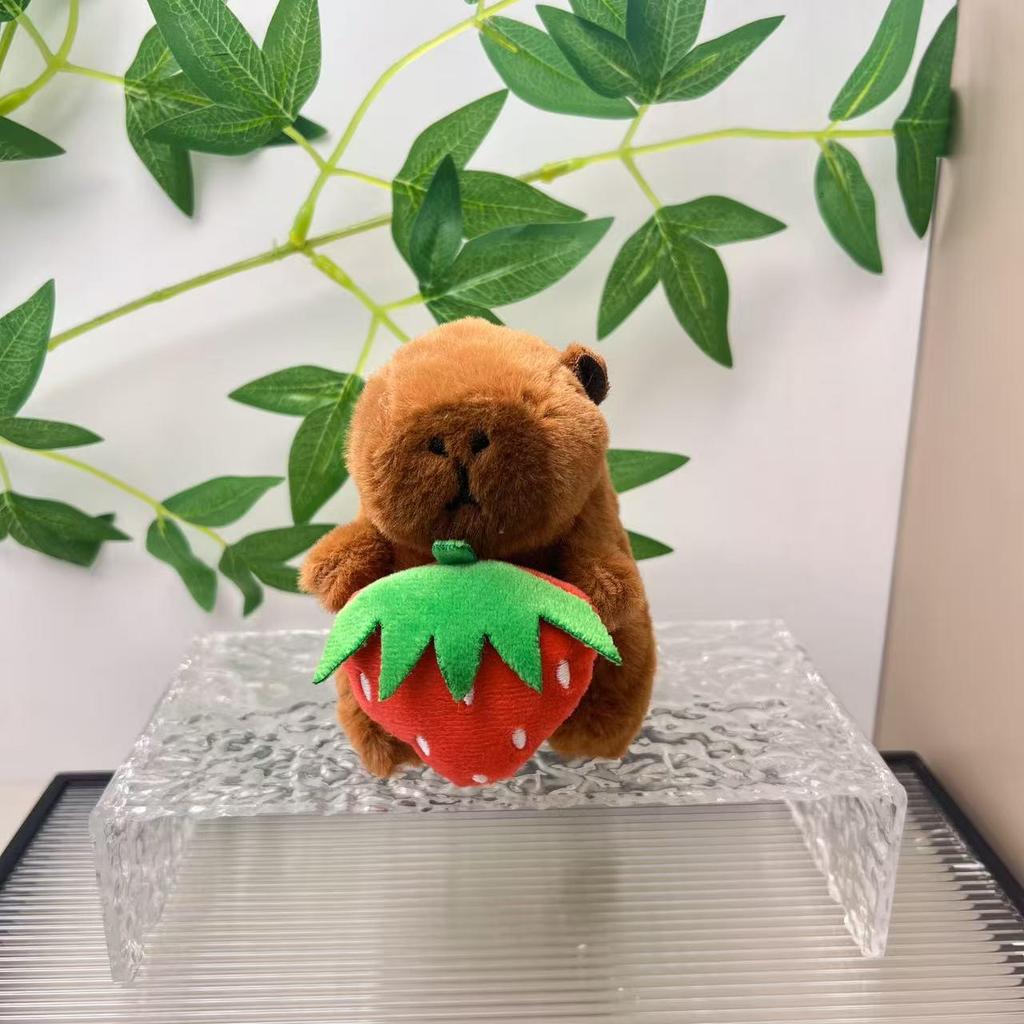 Hot Selling Turtle & Strawberry Hat Capybara Plush Doll Keychain Backpack Decoration