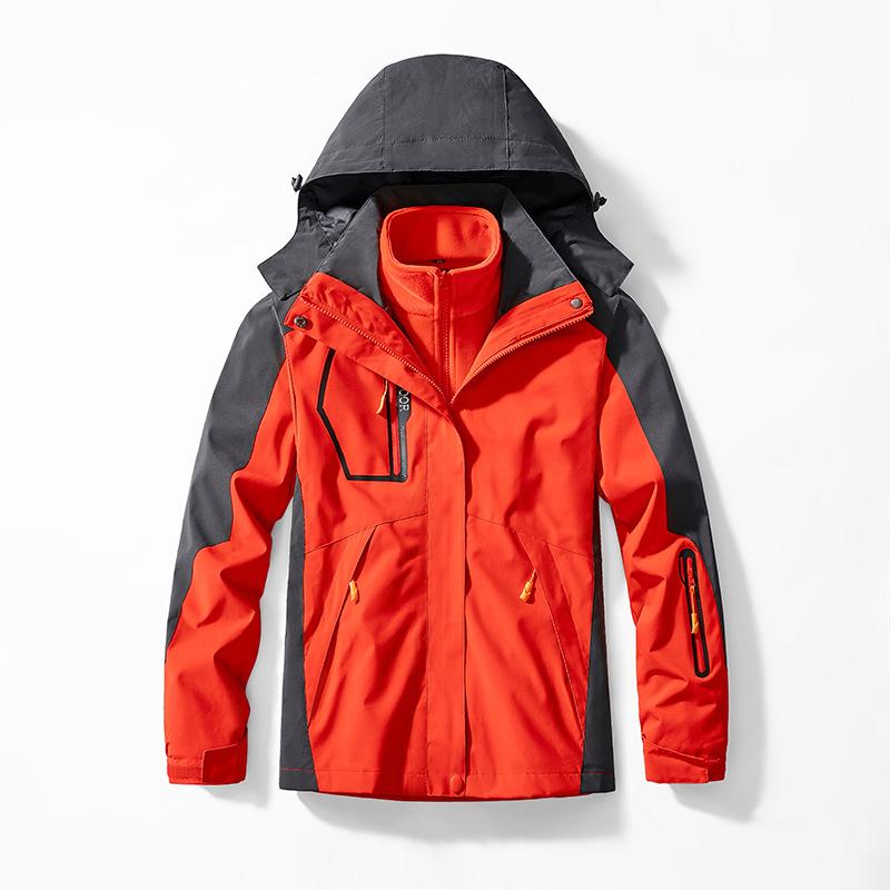 

Windproof and Waterproof Jacket, Winter Outdoor Jacket, Women s Two-piece Set, Three-in-one Mountaineering Jacket 5XL
