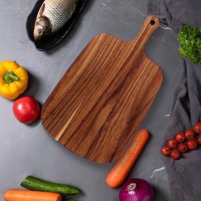 Holzschneidebrett Charcuterie-Brett Doppelseitiges Käsebrett für Küche Camping Lebensmittelserviertablett mit Griff