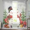 Christmas Winter Snowman Elk Curtains For Living Room Bedroom Home Decoration Window Voile Tulle Curtain Drapes
