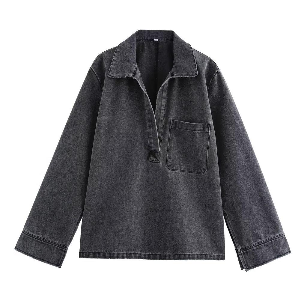 Damenmode Denim-Top und Langhosen-Set mit elastischer Taille