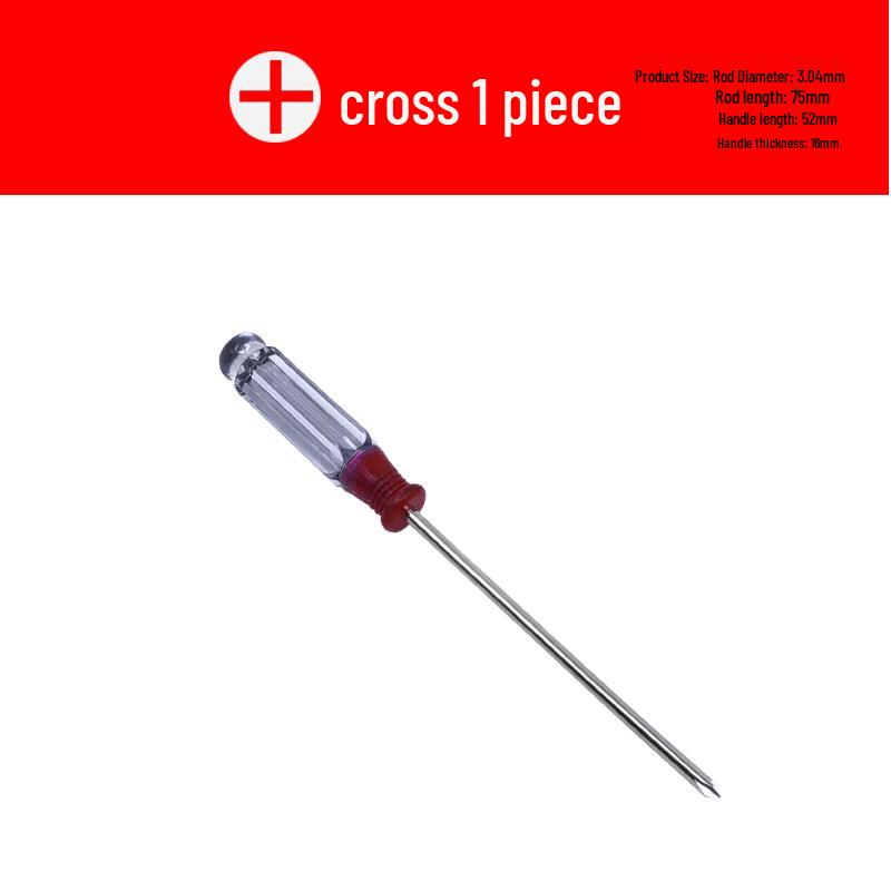 

3mm Magnetic Phillips & Slotted Screwdriver with Transparent Handle - Ideal for Computer, Electrical, Sewing Machine, and Toy Repairs.