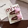 Korean Style Fabric Bow Side Hairpin Sweet Coffee Pink Children's Hair Accessories Plaid Star Hair Rope Bangs Hair Clips 5-6cm